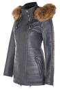 Blue Quilted Leather Parka Jacket-Bowen, Image 6 of 7