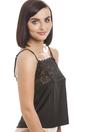 Black Camille Lingerie Black Satin Feel Lace Trim Camisole, Image 5 of 5