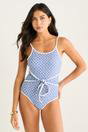 Navy Straps Waist Tie Detail Swimsuit, Image 1 of 4