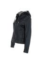 Black 'Malmo' Two-In-One Detachable Hood Leather Jacket, Image 4 of 6