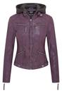 Purple Womens Hooded Biker Jacket - Brazz, Image 1 of 5