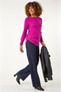 Magenta Textured Curved Hem Jumper, Image 3 of 5