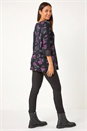 Black Floral Print Lace Detail Stretch Top, Image 3 of 5