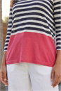 Navy  Contrasting Stripe Print Top, Image 4 of 4