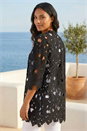 Black Crochet Lace Longline Jacket, Image 3 of 4