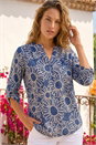 Blue Floral Puff Print Shirt, Image 1 of 4