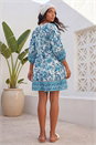 Blue Floral Border Print Dress, Image 3 of 4