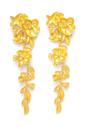 Gold Gold-Coloured Floral Long Earrings, Image 1 of 5