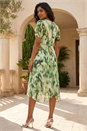 Green Abstract Chiffon Hanky Hem Asymmetric Dress, Image 2 of 4
