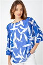 Blue Leaf Print Chiffon Overlay Top, Image 1 of 5