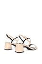 Beige 'Izzy' Strappy Slingback Peep Toe Mid Block Heel Sandals, Image 4 of 5