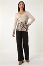 Biscuit Sparkly Floral V-Neck Knit Jumper, Image 2 of 5