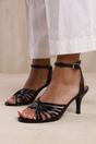 Black Where's That From Black 'Cyprus' Multi Cross Over Strap Mid Heels, Image 1 of 2