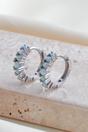 Silver Sterling Silver White Opal Huggie Hoops, Image 1 of 3
