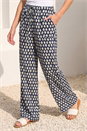 Navy  Petite Geo Print Wide Leg Stretch Trouser, Image 2 of 4