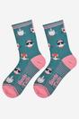 Green Funny Cats Christmas Party Bamboo Socks, Image 2 of 5