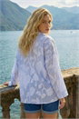 Light Blue  Floral Jacquard Buttoned Shirt, Image 3 of 5