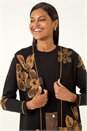 Black Contrast Floral Print Cardigan , Image 4 of 5