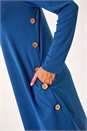 Blue Side Button Detail Stretch Swing Dress, Image 5 of 5