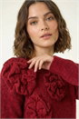Red Chunky Floral Knit Jumper, Image 4 of 5