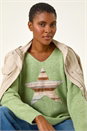 Pale Green Soft V-Neck Star Jumper, Image 1 of 5