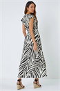 White Zebra Print Maxi Wrap Dress, Image 3 of 5