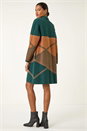 Dark Green Patchwork Knit Jumper Dress, Image 3 of 5