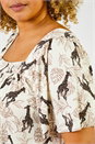 Natural  Curve Animal Print Square Neck Tunic Top, Image 5 of 5