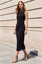 Black Twist Sleeveless Midi Dress, Image 3 of 4