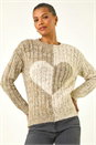 Ivory  Colour Block Heart Knit Jumper, Image 4 of 5
