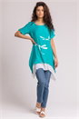 Aqua Dragonfly Print Asymmetric Tunic Top, Image 3 of 4