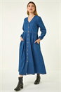 Blue Denim Button Down Midi Dress, Image 1 of 5