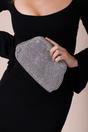Silver Crystal Pouch Clutch Bag, Image 1 of 5