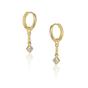 Gold Sterling Silver Rhombus Drop Hoop Earring, Image 1 of 4
