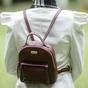 Burgundy Assots London Burgundy 'BETTY' Zip Top Mini Pebble Grain Leather Backpack, Image 2 of 5