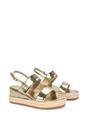Gold XY LONDON Gold 'Ally' Low Heel Platform Wedge Espadrill  Slingback Sandals, Image 3 of 5
