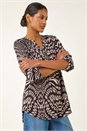 Light Pink Abstract Puff Print Stretch Top, Image 4 of 5