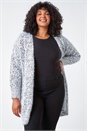 Black Curve Fluffy Textured Cardigan, Image 4 of 5