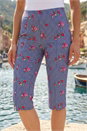 Navy  Floral Print Cropped Stretch Trouser , Image 2 of 4
