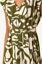KHAKI Geometric Buttoned Midi Dress, Image 5 of 5