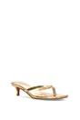 Gold XY LONDON Gold 'Jane' Toe Post Low Kitten Heel Mule Sandal Shoes, Image 2 of 6
