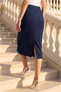  Textured  Elastic Waist Pencil Midi Skirt, Image 3 of 4