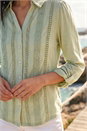 Sage Petite Cotton Lace Trim Blouse , Image 4 of 4