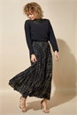 Black Metallic Check Print Pleated Maxi Skirt, Image 4 of 4