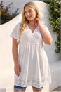 Ivory Curve Lace Trim Stretch Top, Image 1 of 4