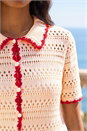 Ivory  Collar Button Knit Top, Image 4 of 4