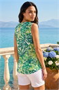 Green Leaf Burnout Print Vest Top , Image 2 of 4