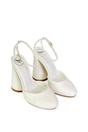 White XY LONDON White 'Ekin' Ankle Strap Statement Cylinder Block Heel, Image 4 of 5