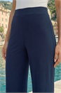 Navy  Elastic Waist Wide Leg Stretch Trousers, Image 4 of 4