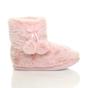 Light Pink Faux Fur Lined Slip On Memory Foam Mules Slippers, Image 2 of 6